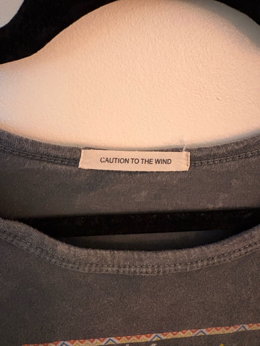 Caution To The Wind Charcoal Sun & Moon Distressed Graphic Tee - Picture 2 of 4